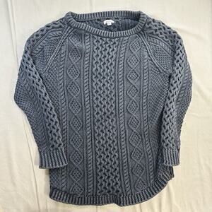 LL Bean Women's Signature Cotton Fisherman Tunic Sweater Large Washed Blue M